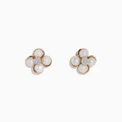Effy Jewelry 14K Pink Gold Fresh Water Pearl and Diamond Earrings | Earrings