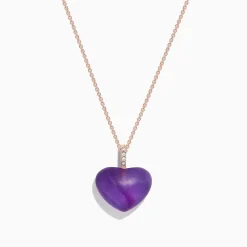 Effy Jewelry 14K Rose Gold Amethyst and Diamond Heart Pendant, 10.32 TCW | Necklaces & Pendants