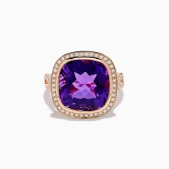 Effy Jewelry 14K Rose Gold Amethyst and Diamond Cocktail Ring | Rings