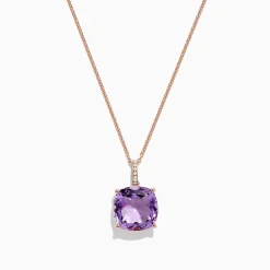 Effy Jewelry 14K Rose Gold Amethyst and Diamond Pendant, 6.62 TCW | Necklaces & Pendants