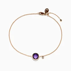 Effy Jewelry 14K Rose Gold Amethyst and Diamond Bolo Bracelet | Bracelets
