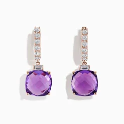 Effy Jewelry 14K Rose Gold Amethyst and White Sapphire Earrings | Earrings