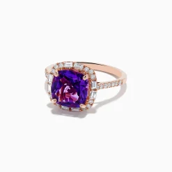 Effy Jewelry 14K Rose Gold Amethyst and Diamond Ring | Rings