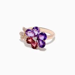Effy Jewelry 14K Rose Gold Amethyst and Pink Tourmaline Flower Ring | Rings