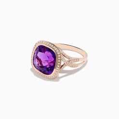 Effy Jewelry 14K Rose Gold Amethyst and Diamond Cocktail Ring | Rings
