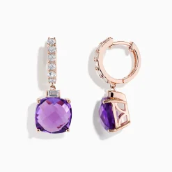 Effy Jewelry 14K Rose Gold Amethyst and White Sapphire Earrings | Earrings