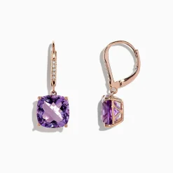 Effy Jewelry 14K Rose Gold Amethyst and Diamond Earrings, 8.12 TCW | Earrings