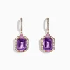 BH Multi 14K Rose Gold Amethyst, Pink Sapphire and Diamond Earrings, 7.04 TCW | Earrings