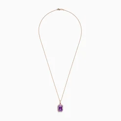 BH Multi 14K Rose Gold Amethyst, Pink Sapphire and Diamond Pendant, 8.08 TCW | Necklaces & Pendants