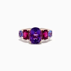 Effy Jewelry 14K Rose Gold Amethyst, Rhodolite, and Tanzanite Ring | Rings