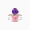 Effy Jewelry 14K Rose Gold Amethyst, Rose Quartz, and Diamond Toi Et Moi Ring | Rings
