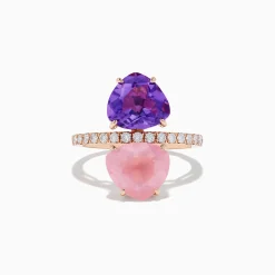 Effy Jewelry 14K Rose Gold Amethyst, Rose Quartz, and Diamond Toi Et Moi Ring | Rings