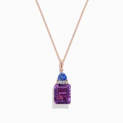 Effy Jewelry 14K Rose Gold Amethyst, Tanzanite and Diamond Pendant, 6.16 TCW | Necklaces & Pendants