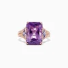 BH Multi 14K Rose Gold Amethyst, Tanzanite and Diamond Cocktail Ring, 7.60 TCW | Rings