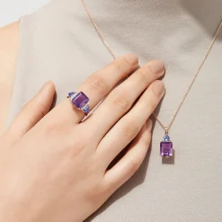 Effy Jewelry 14K Rose Gold Amethyst, Tanzanite and Diamond Ring, 7.49 TCW | Rings