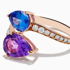 Effy Jewelry 14K Rose Gold Amethyst, Tanzanite and Diamond Ring | Rings