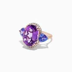 Effy Jewelry 14K Rose Gold Amethyst, Tanzanite and Diamond Ring, 10.28 TCW | Rings