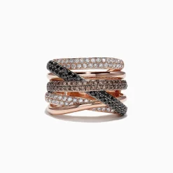 Effy Jewelry 14K Rose Gold Black, Brown and White Diamond Ring, 1.47 TCW | Rings