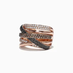 Effy Jewelry 14K Rose Gold Black, Brown and White Diamond Ring, 1.47 TCW | Rings