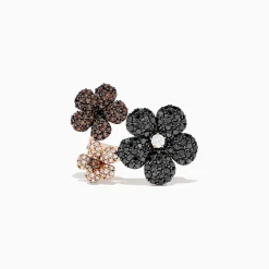 BH Multi 14K Rose Gold Black, Espresso u0026 White Diamond Flower Ring, 2.47 TCW | Rings