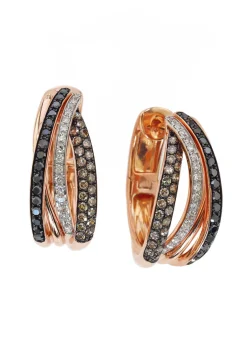 Effy Jewelry 14K Rose Gold Black, Espresso and White Diamond Earrings | Earrings