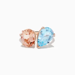Effy Jewelry 14K Rose Gold Blue Topaz, Morganite, and Diamond Toi Et MoiRing | Rings
