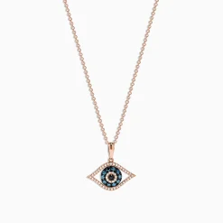 Effy Jewelry 14K Rose Gold Blue, White and Black Diamond Evil Eye Pendant, 0.34 TCW | Necklaces & Pendants