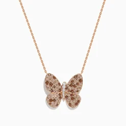 Effy Jewelry 14K Rose Gold Brown and White Diamond Butterfly Necklace | Necklaces & Pendants
