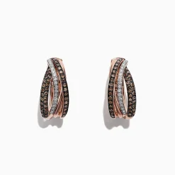 Effy Jewelry 14K Rose Gold Brown and White Diamond Earrings, 0.71 TCW | Earrings