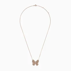 Effy Jewelry 14K Rose Gold Brown and White Diamond Butterfly Necklace | Necklaces & Pendants