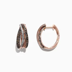 Effy Jewelry 14K Rose Gold Brown and White Diamond Earrings, 0.71 TCW | Earrings