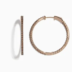 Effy Jewelry 14K Rose Gold Brown Diamond Hoop Earrings 1.60 TCW | Earrings