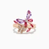 Effy Jewelry 14K Rose Gold Diamond and Multi Stone Butterfly Ring | Rings