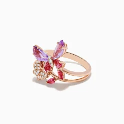 Effy Jewelry 14K Rose Gold Diamond and Multi Stone Butterfly Ring | Rings