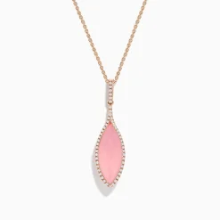 Effy Jewelry 14K Rose Gold Diamond and Rose Quartz Pendant | Necklaces & Pendants
