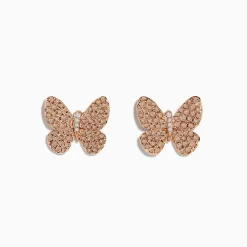 Effy Jewelry 14K Rose Gold Diamond Butterfly Earrings | Earrings