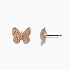 Effy Jewelry 14K Rose Gold Diamond Butterfly Earrings | Earrings
