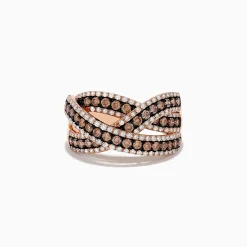 Effy Jewelry 14K Rose Gold Diamond Criss Cross Ring, 1.06 TCW | Rings