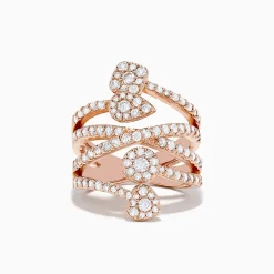 Effy Jewelry 14K Rose Gold Diamond Crossover Ring | Rings