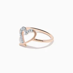 Effy Jewelry 14K Rose Gold Diamond Open Heart Ring | Rings