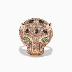 BH Multi 14K Rose Gold Emerald and Mixed Diamonds Panther Ring | Mens