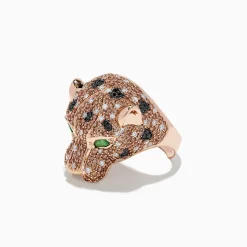 BH Multi 14K Rose Gold Emerald and Mixed Diamonds Panther Ring | Mens