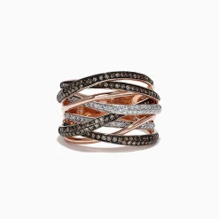 Effy Jewelry 14K Rose Gold Espresso and White Diamond Ring, 0.74 TCW | Rings