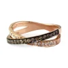 Effy Jewelry 14K Rose Gold Espresso and White Diamond Ring, .57 TCW | Rings