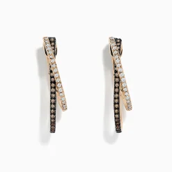 BH Multi 14K Rose Gold Espresso and White Diamond Hoop Earrings, 0.58 TCW | Earrings