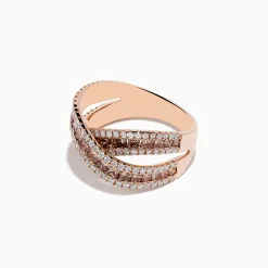 Effy Jewelry 14K Rose Gold Espresso and White Diamond Crossover Ring | Rings