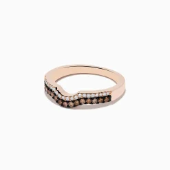 Effy Jewelry 14K Rose Gold Espresso and White Diamond Band | Rings