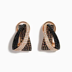 Effy Jewelry 14K Rose Gold Espresso, Black, and White Diamond Earrings | Earrings