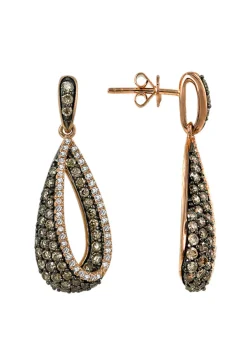 Effy Jewelry 14K Rose Gold Espresso u0026 White Diamond Earrings, 1.3 TCW | Earrings