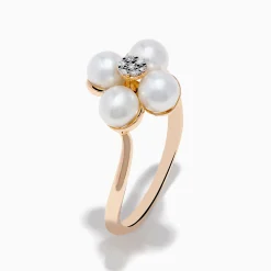 Effy Jewelry 14K Rose Gold Fresh Water Pearl and Diamond Flower Ring | Rings